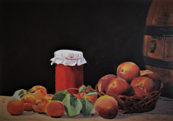 Œuvre contemporaine nommée « Pêches et abricots », Réalisée par REBER KAROL