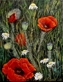 Œuvre contemporaine nommée « Coquelicots », Réalisée par NADYA RIGAILL