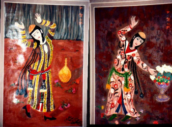 Œuvre contemporaine nommée « Les danseuses Gadjar. », Réalisée par MITRA SHAHKAR