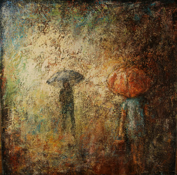 Œuvre contemporaine nommée « Rencontre sous la pluie », Réalisée par ROBERT BASS