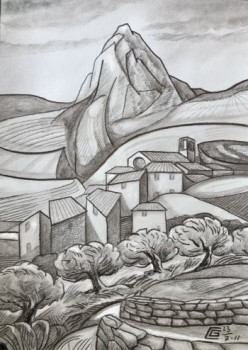 Œuvre contemporaine nommée « Village provençal (imaginaire) », Réalisée par CAVATORE GUI