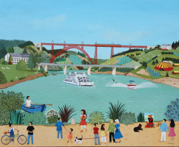 Œuvre contemporaine nommée « LE CIRQUE S EST INSTALLE AU VIADUC DE GARABIT », Réalisée par MARTINE CLOUET