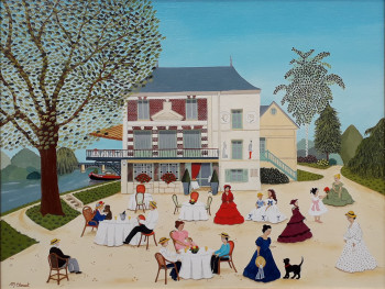 Œuvre contemporaine nommée « HOMMAGE AUX IMPRESSIONISTES - LA MAISON FOURNAISE », Réalisée par MARTINE CLOUET