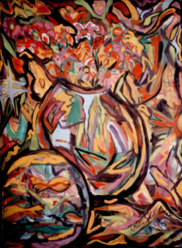 Œuvre contemporaine nommée « Bouquet psychédélique, Seulement en numérique. », Réalisée par MITRA SHAHKAR