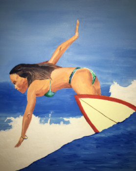 Œuvre contemporaine nommée « surfeuse », Réalisée par FANOU