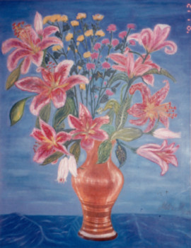Œuvre contemporaine nommée « Bouquet de Lis », Réalisée par MITRA SHAHKAR