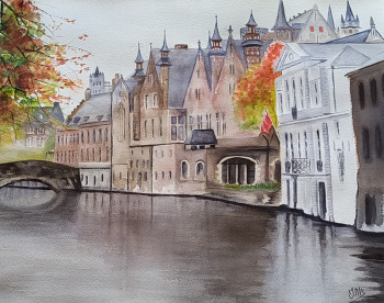 Œuvre contemporaine nommée « Bruges les canaux », Réalisée par JACQUES MASCLET
