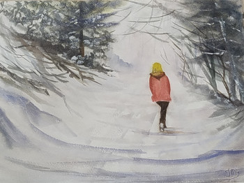 Œuvre contemporaine nommée « Promenade hivernale », Réalisée par JACQUES MASCLET