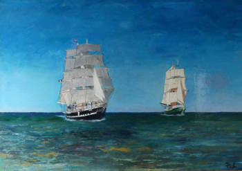 Œuvre contemporaine nommée « Le Belem et l'Asgard 2 », Réalisée par PICH