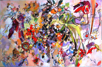 Œuvre contemporaine nommée « Composition Florale », Réalisée par DALBIEZ