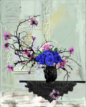 Œuvre contemporaine nommée « bouquet de printemps », Réalisée par FRANçOISE DELEGLISE