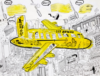 Œuvre contemporaine nommée « L'avion jaune », Réalisée par ANDRé BIBEUR LU