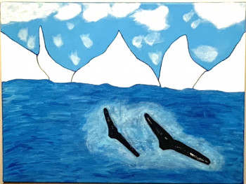 Œuvre contemporaine nommée « Baleine en antarctique », Réalisée par JACK GOMEZ