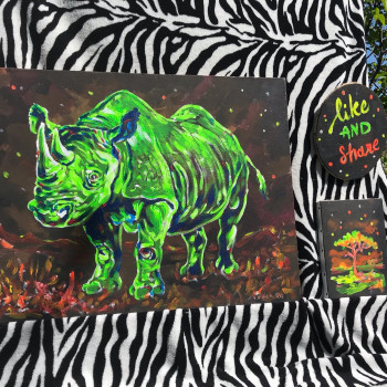 Œuvre contemporaine nommée « Rhino magique », Réalisée par FABIEN VIVIER