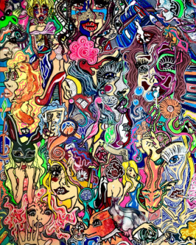 Œuvre contemporaine nommée « Colored masks », Réalisée par CECILIA DJK