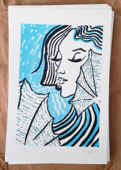 Œuvre contemporaine nommée « Bleu corail, humeur éventail », Réalisée par TANCRèDE