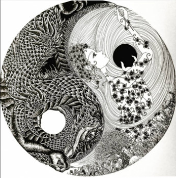 Œuvre contemporaine nommée « Yin et Yang », Réalisée par LYRIAHNA