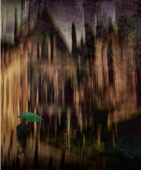 Œuvre contemporaine nommée « le parapluie vert », Réalisée par PHILIPPE STEPHAN