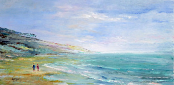 Œuvre contemporaine nommée « La côte landaise dans la brume matinale », Réalisée par MICHEL HAMELIN