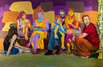 Œuvre contemporaine nommée « Le Banc entre rêve et réalité », Réalisée par MOSKA-NICOLE