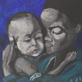 Œuvre contemporaine nommée « Madone et son enfant, songe », Réalisée par BRIGI'ART