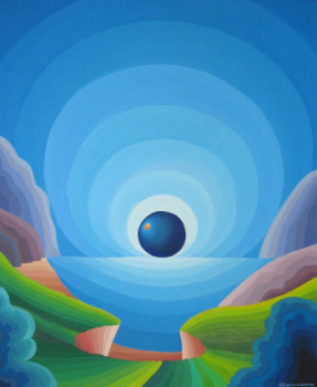 Œuvre contemporaine nommée « Soleil bleu », Réalisée par YVES JEAN-MICHEL GONNORD