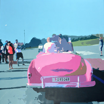 Œuvre contemporaine nommée « "La belle américaine - Cuba 2014" - 130 cm x 130 cm », Réalisée par ASTRID FESTOR