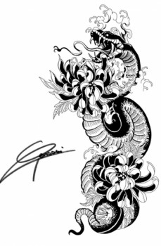 Œuvre contemporaine nommée « Serpent japonais », Réalisée par TAIII