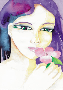 Œuvre contemporaine nommée « La jeune fille à la fleur », Réalisée par JOY EAU