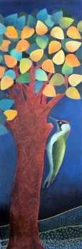 Œuvre contemporaine nommée « L'arbre et le pic vert », Réalisée par SANCELME