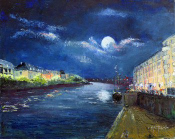 Œuvre contemporaine nommée « Pleine lune au Cap Horn à Quimper », Réalisée par MICHEL HAMELIN