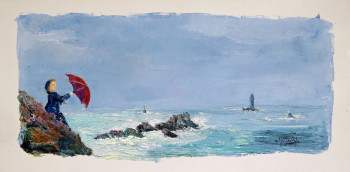 Œuvre contemporaine nommée « Bol d'air à la pointe du Raz », Réalisée par MICHEL HAMELIN