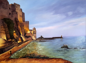 Œuvre contemporaine nommée « Début de soirée à Collioure », Réalisée par NADYA RIGAILL