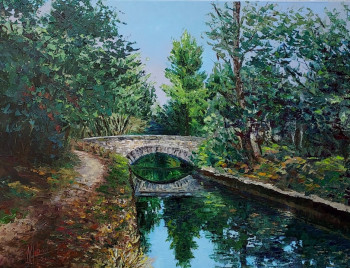Œuvre contemporaine nommée « Un pont sur le canal de Carpentra », Réalisée par NOëLLE HUIN