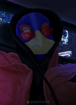 Œuvre contemporaine nommée « Falco Lombardi (Car at night) [Star Fox] », Réalisée par MERI