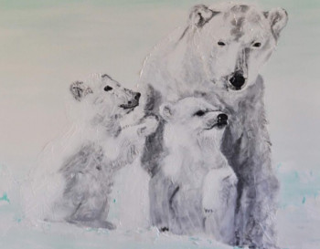 Œuvre contemporaine nommée « Maman ourse  et ses bébés », Réalisée par CHRISMA