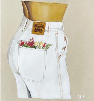 Œuvre contemporaine nommée « The White Jean Levi’s », Réalisée par O.H