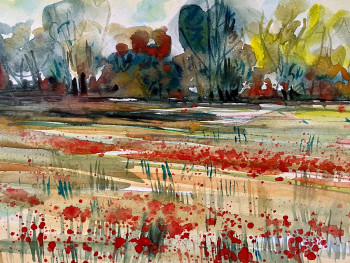 Œuvre contemporaine nommée « Les coquelicots », Réalisée par BOB CHâTELAIN