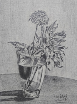 Œuvre contemporaine nommée « Fleurs dans un verre. », Réalisée par DIDIER SITAUD