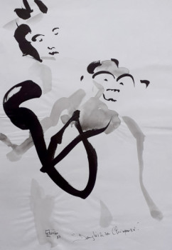 Œuvre contemporaine nommée « Danglès et son chimpanzé 1 », Réalisée par ERIK CHARRIER