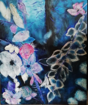 Œuvre contemporaine nommée « fleurs de nuit », Réalisée par SYLVIE DUPRAZ