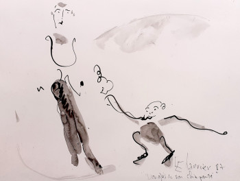 Œuvre contemporaine nommée « Danglès et son chimpanzé », Réalisée par ERIK CHARRIER