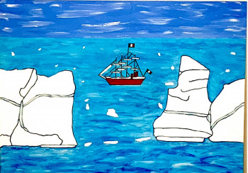Œuvre contemporaine nommée « Navire en Antarctique », Réalisée par JACK GOMEZ