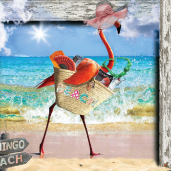 Œuvre contemporaine nommée « flamingo beach », Réalisée par FRANCK DARFEUILLE