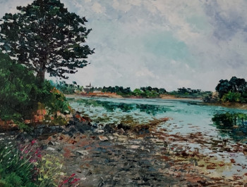 Œuvre contemporaine nommée « Marée basse l'Ile deBréhat », Réalisée par NOëLLE HUIN