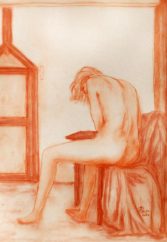 Œuvre contemporaine nommée « Nu assis en intérieur », Réalisée par MICHEL BOETTCHER
