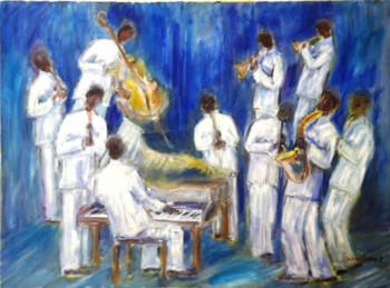 Œuvre contemporaine nommée « Jazz en Bleu », Réalisée par POMMEZ