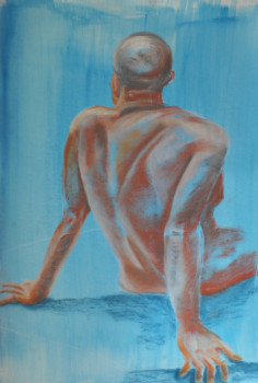 Œuvre contemporaine nommée « Dos nu sur fond bleu », Réalisée par BARTLET-DROUZY