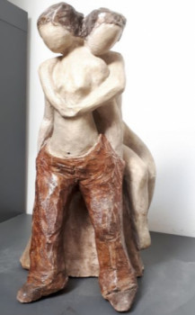 Œuvre contemporaine nommée « Les amoureuses du rocher », Réalisée par JOSS'SCULPTURE