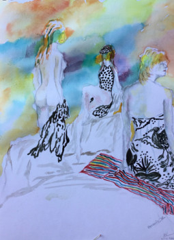Œuvre contemporaine nommée « Femmes à la mer », Réalisée par VIVIANE DUFOUR